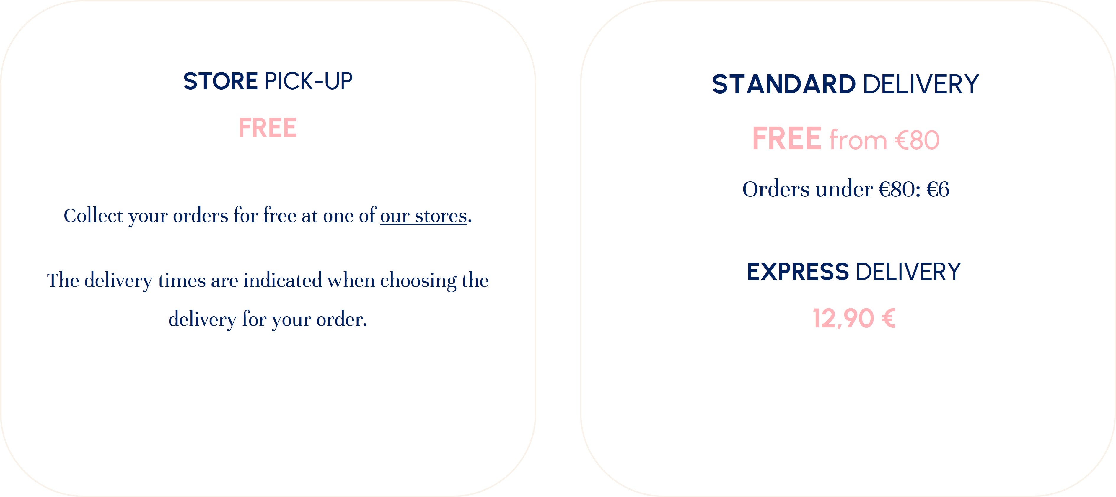 Store pick-up and standard deliveries for Belgium