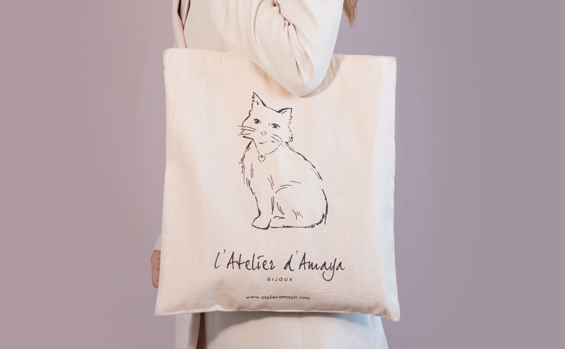 Tote bag chat L'Atelier d'Amaya