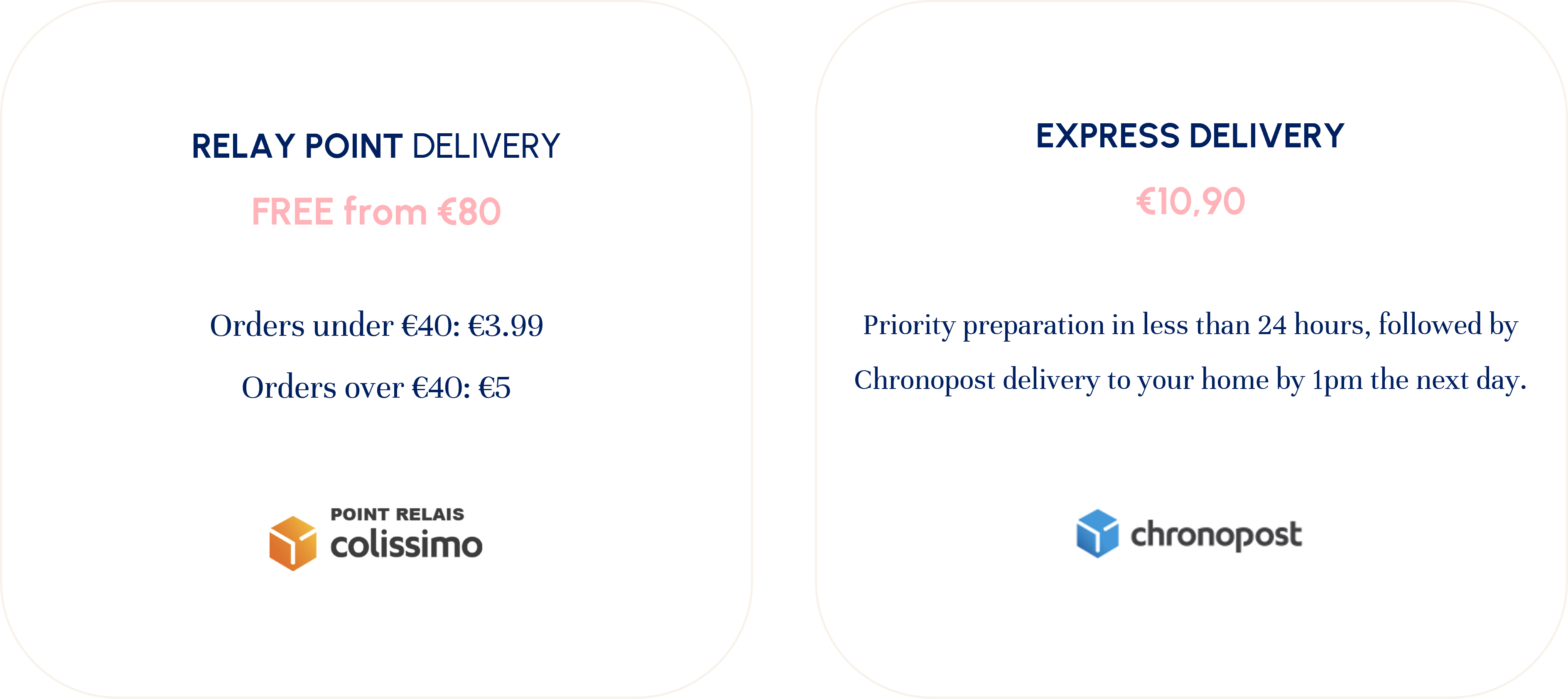 Relay point and Express deliveries for France