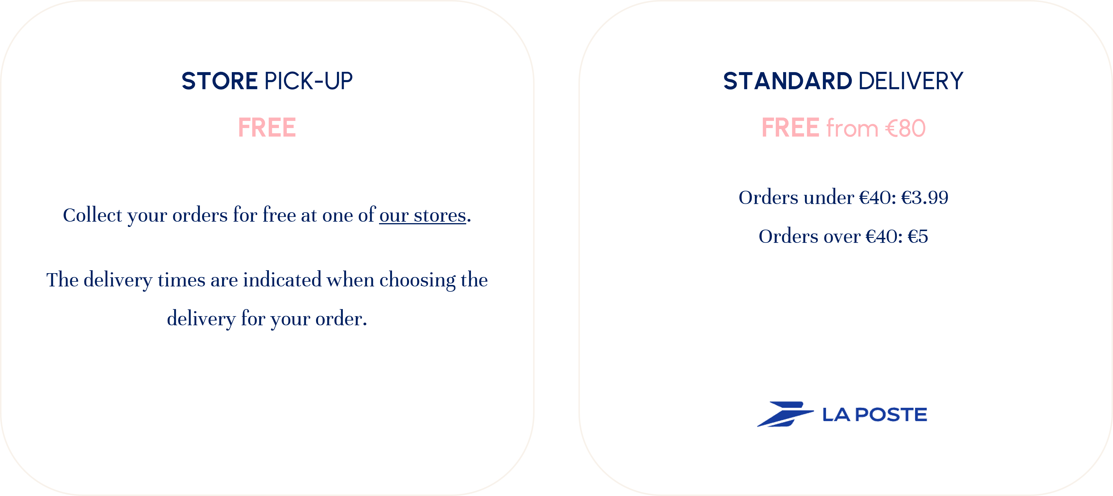 Standard and store pick-up deliveries for France